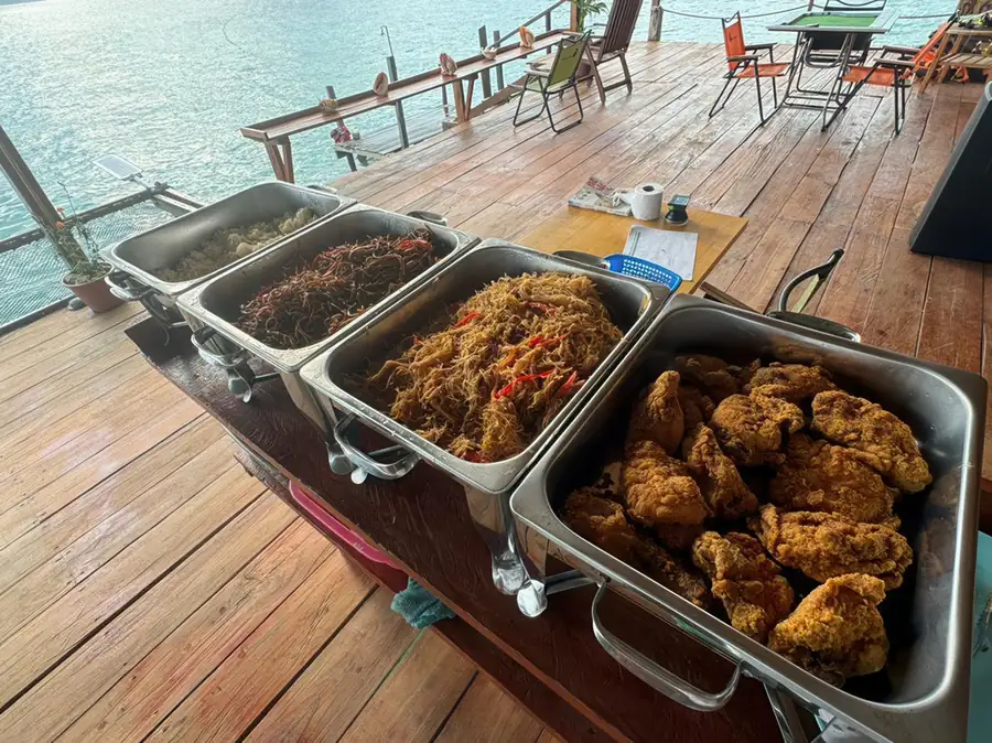 Resort buffet setup with local cuisine for guests Asia Rainforest Resort
