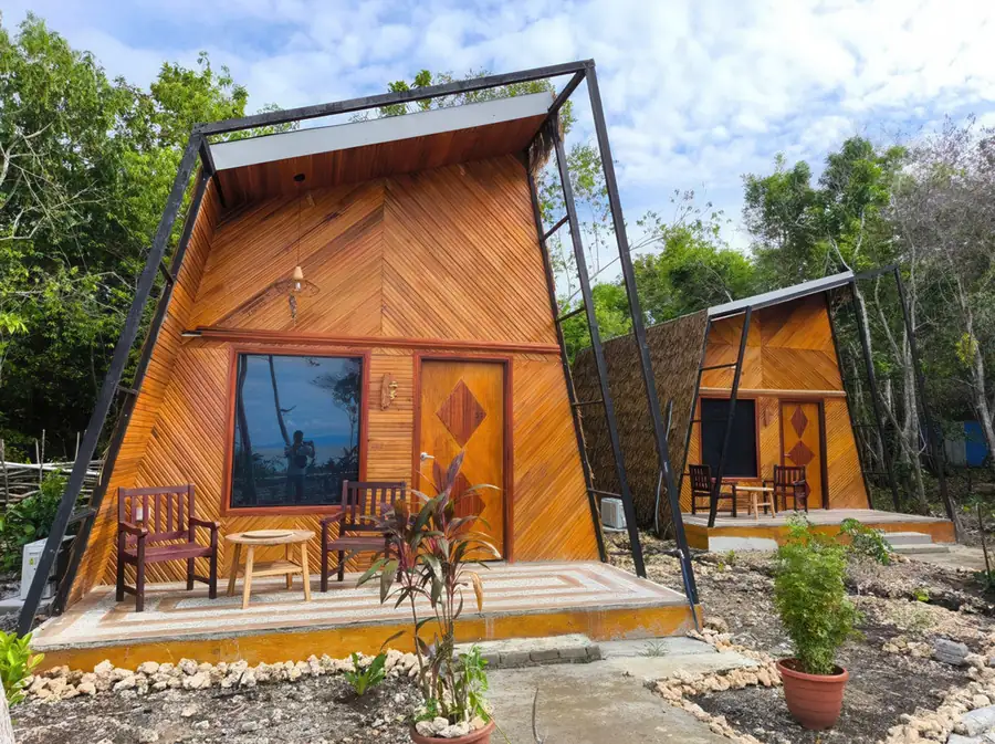 Scenic view of the wooden overwater chalets Asia Rainforest Resort