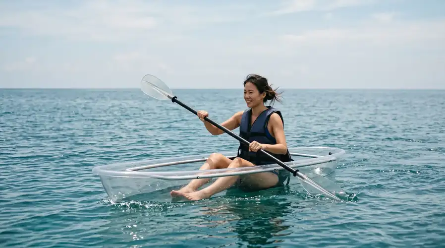 Paddling through clear waters on a kayaking trip Asia Rainforest Resort